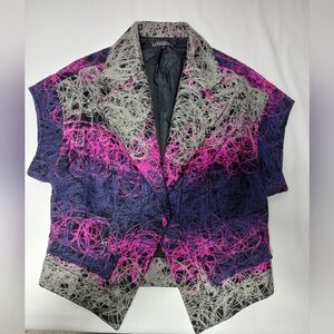 Gucci Knock Off Wool Blend Yarn Embroidered Abstract Blazer. Size L